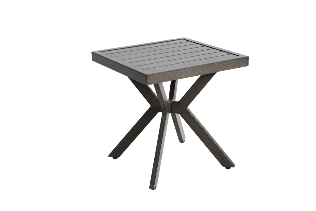 Tavolino laterale/d'appoggio quadrato in alluminio per esterni, ideale per patio, giardino, piscina o come complemento d'arredo per interni. Facile