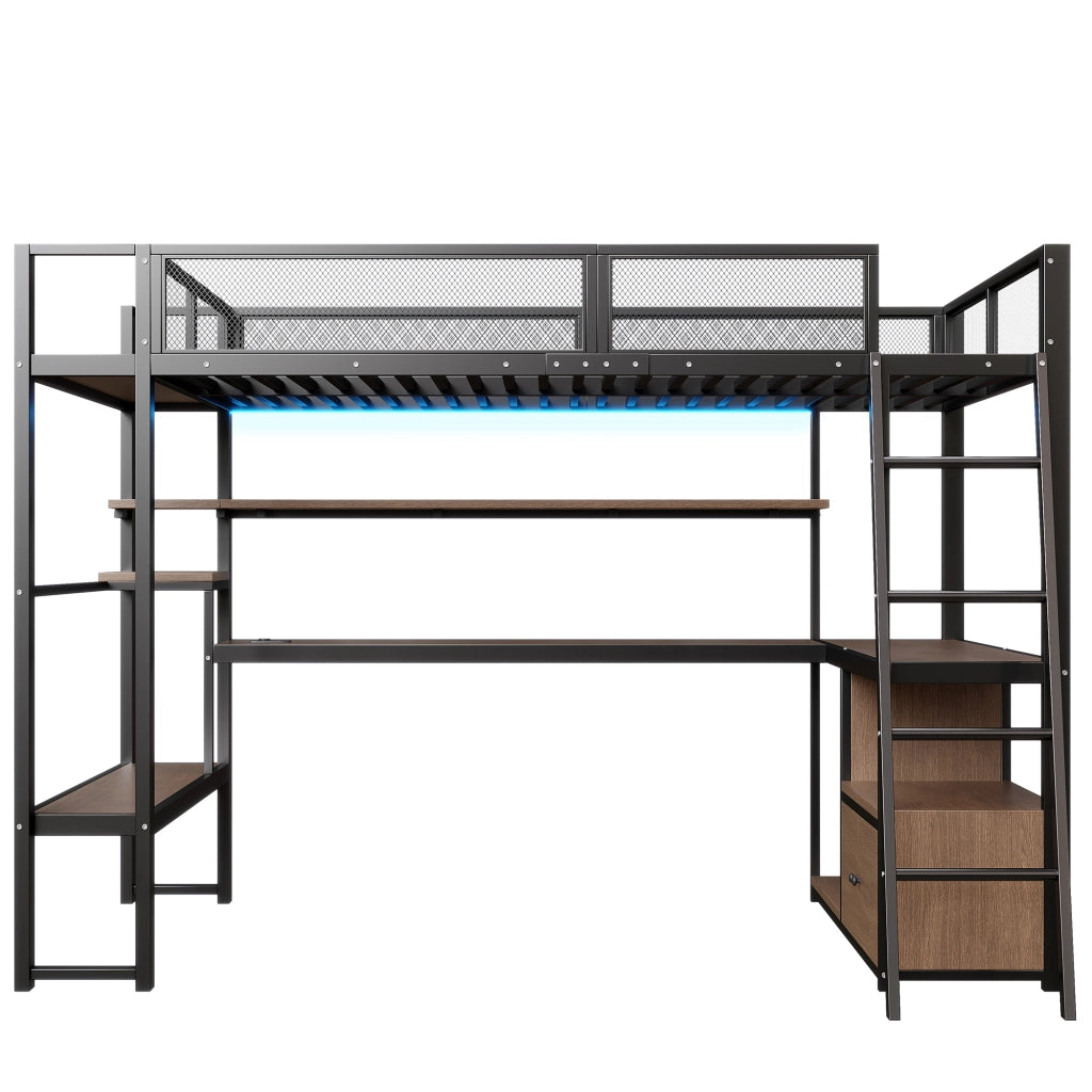 LETTO a soppalco con scrivania integrata 140x200 cm nero