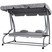 Dondolo Letto da Giardino 200x120x164 cm in Acciaio e Poliestere Grigio