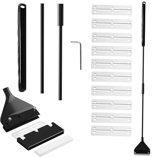 Pulitore per acquari con spatola in acciaio inossidabile - 10 lame intercambiabili - 62 cm - resistentente alla corrosione e tagliente - pulitore per acquari con spatola