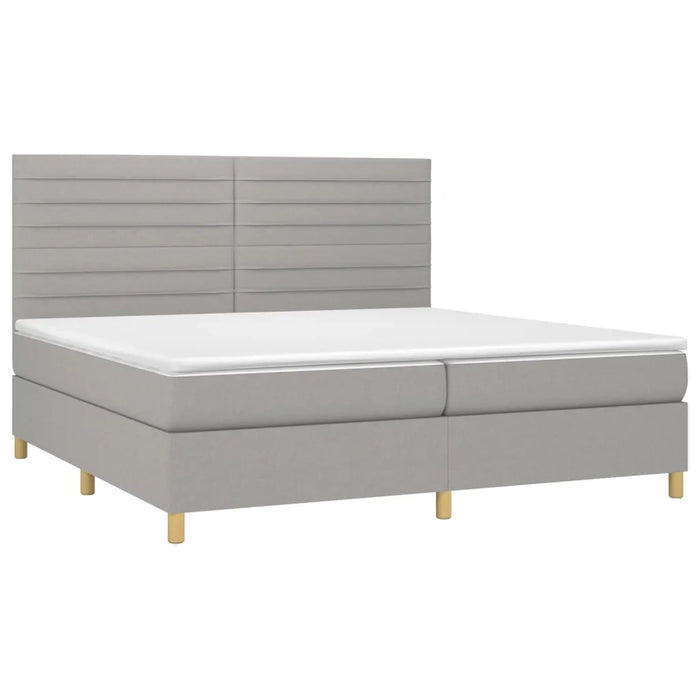 Letto a Molle Materasso e LED Grigio Chiaro 200x200 cm Tessuto 3135541