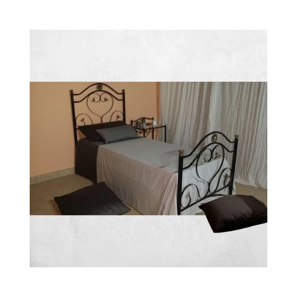 Letto singolo ferro battuto Ginestra colore nero oro
