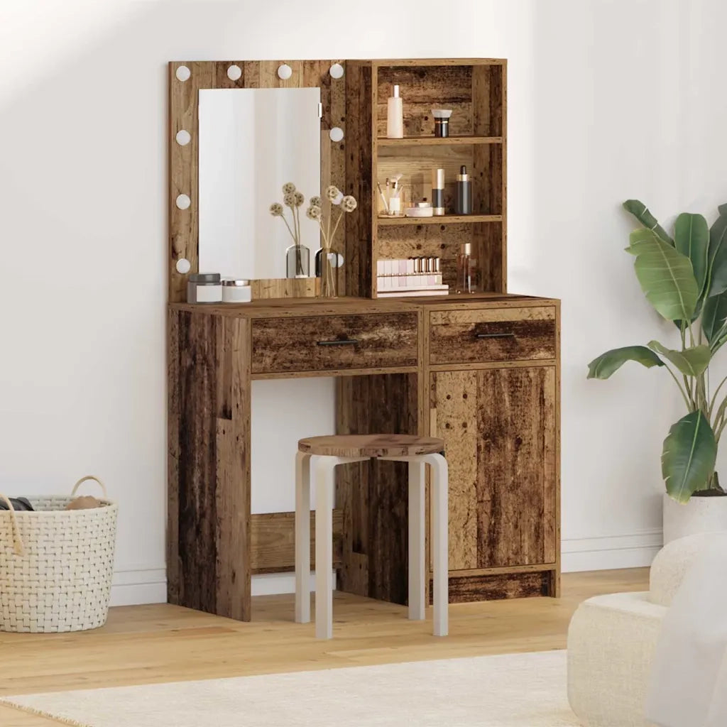 Set da tavolo da trucco con LED con porta 2 pcs Legno vecchio 3334279