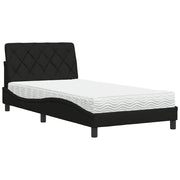 Letto singolo | Letto per adulti | Letto con Materasso Nero 100x200 cm in Tessuto