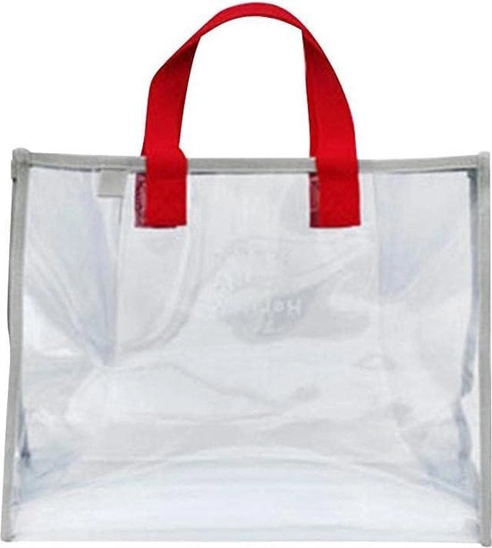 Borsa da spiaggia trasparente impermeabile - Rosso e grigio - Dimensioni grandi 355 x 28 x 15 cm - Donna, ragazza
