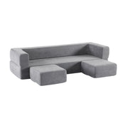 Divano letto modulare da pavimento - trasformabile e sfoderabile - in chenille - grigio