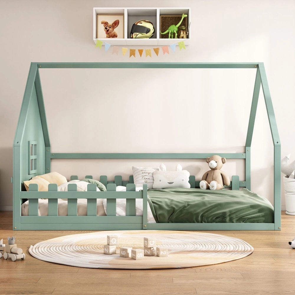 Letto Bambini con Casetta e Scala ¨C Xylo ¨C Pino Verde 140x200