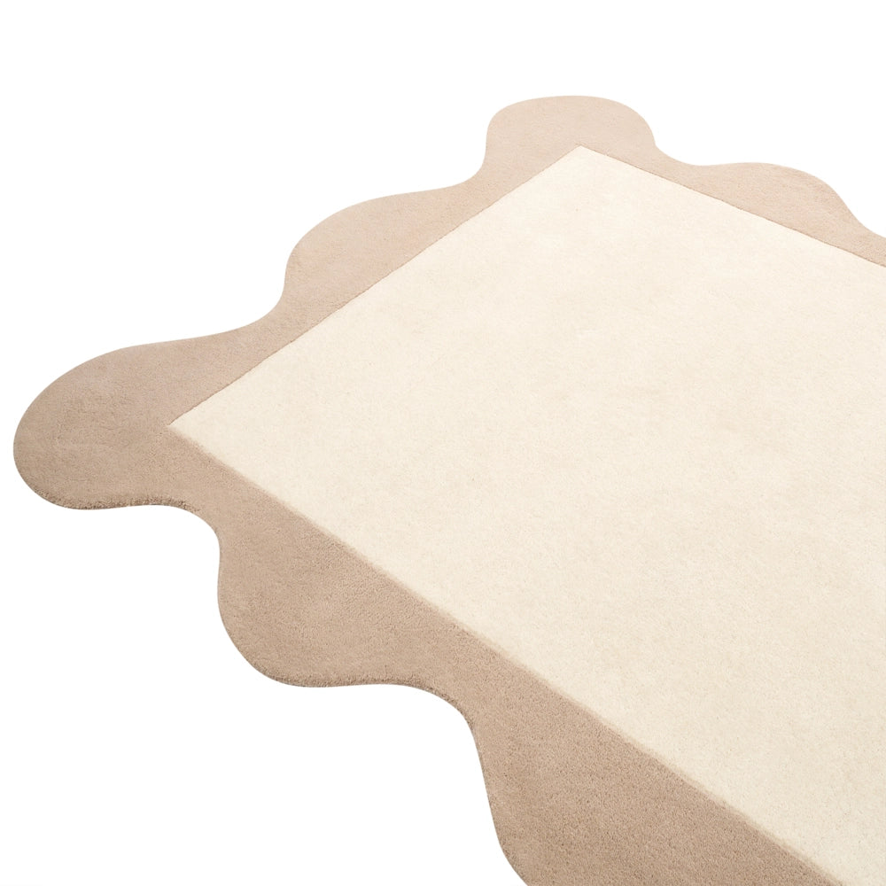 Tappeto beige in lana di forma irregolare con motivo geometrico 160 x 230 cm Stile moderno Soggiorno