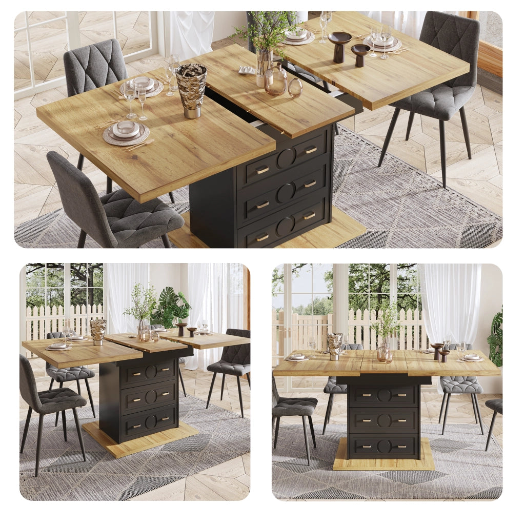 TAVOLO DA PRANZO ALLUNGABILE 110-140x80x75 cm MDF E METALLO NATURALE