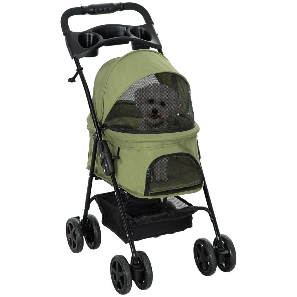 Passeggino per animali domestici pieghevole ¨C Xylo ¨C con portabicchieri tessuto Oxford 300D impermeabile verde