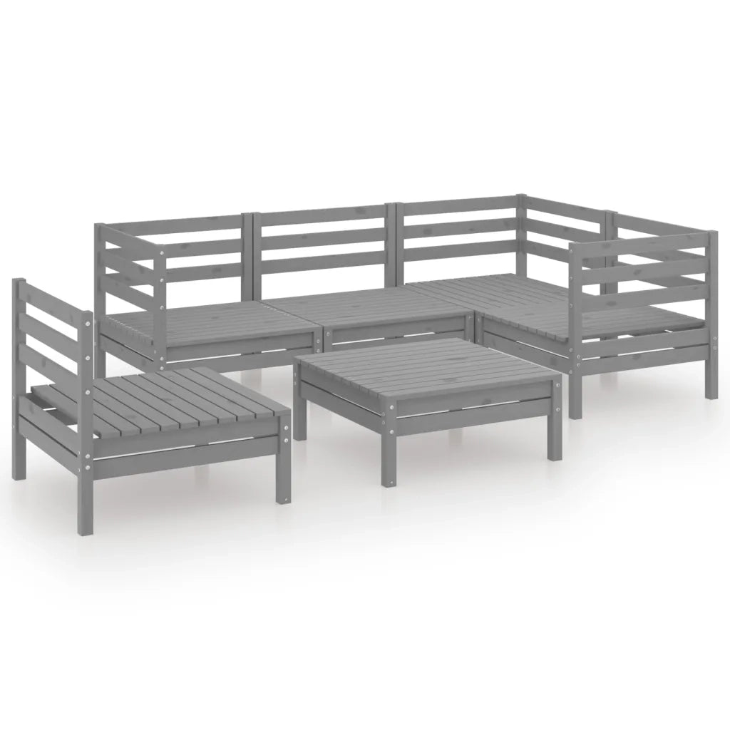 Set Divani da Giardino 6 pz in Legno Massello di Pino Grigio cod mxl 36564