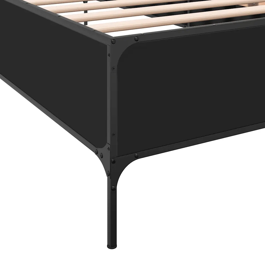Giroletto-Struttura Letto Nero 90x200 cm in Legno Multistrato e Metallo 751159
