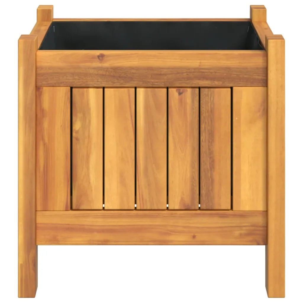 Fioriera Giardino con Rivestimento 31x31x30 cm Massello Acacia 366428