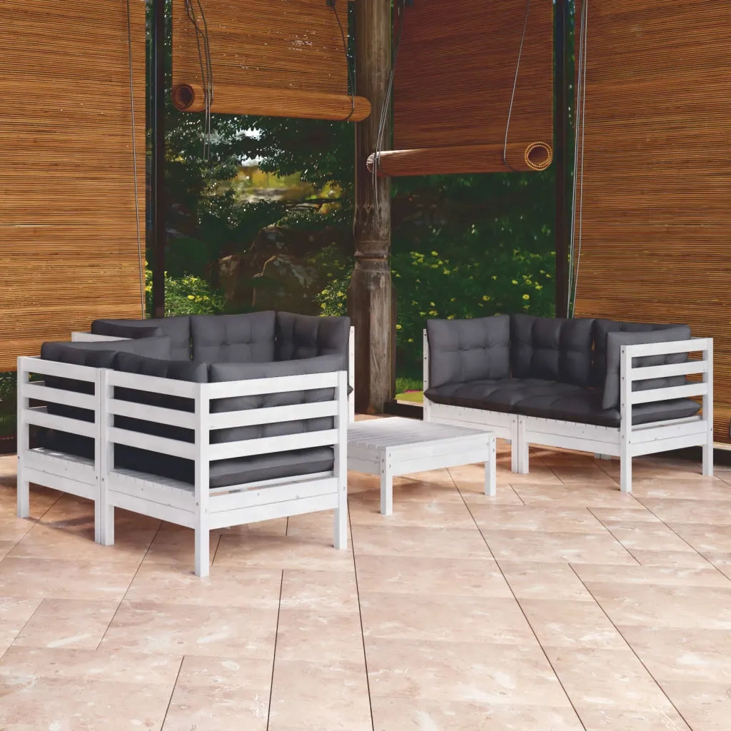 Set Salotto da Giardino 7pz con Cuscini Legno Massello di Pino 3096251