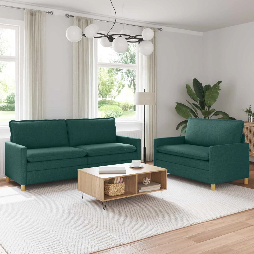 Set di divani 2 pz Verde Scuro Tessuto 3417123