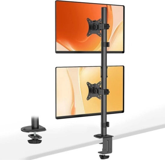 Supporto verticale per scherm doppio per monitor da 17 a 32 pollici regolabile in altezza e inclinabile, massimo carico 9 kg per braccio, VESA 75/100 mm