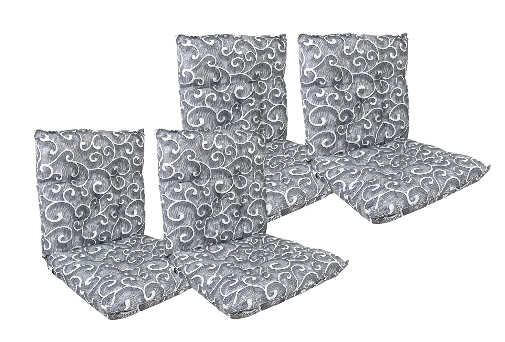 Set Cuscini Sedia Con Schienale Imbottiti Con Laccetti Banda Elastica 40 x 80 Cm InalayGrigio - 4 Pezzi