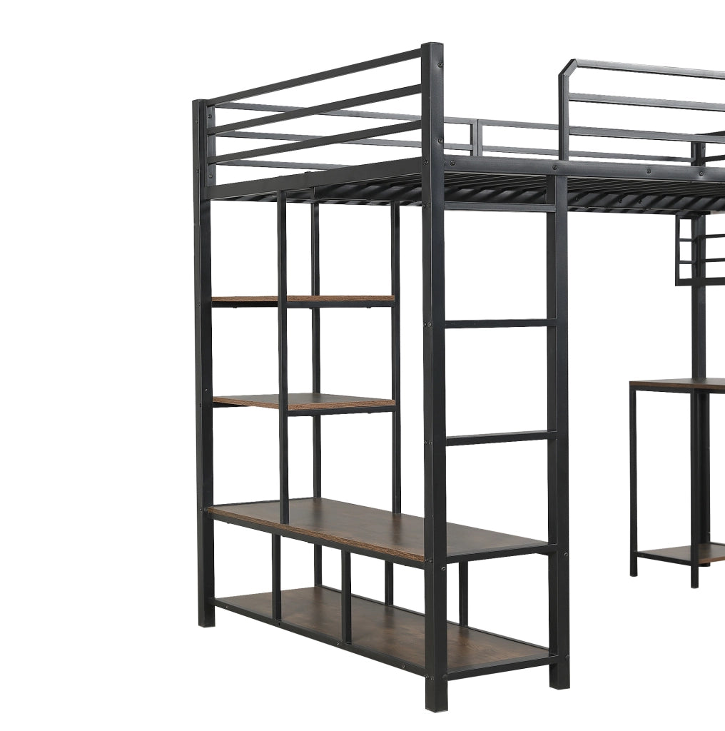 Letto a soppalco 120 x 200 cm con scrivania e ripiano
