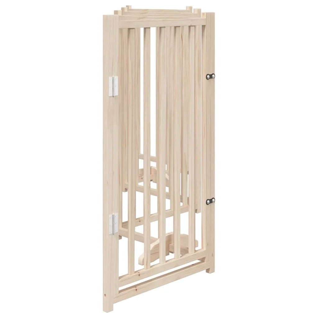 Cancelletto di sicurezza per cani con porta 6 pannelli legno massello di abete marrone 02_0023329
