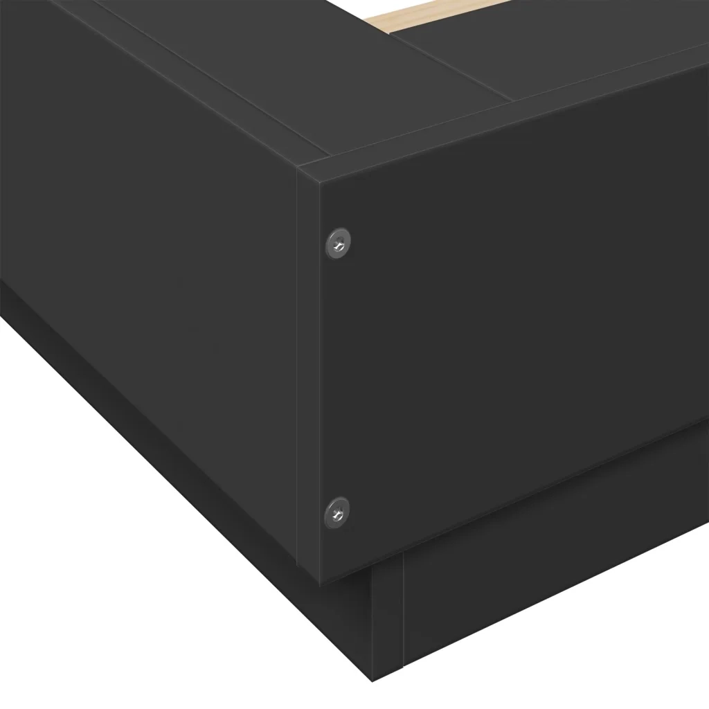 Giroletto con Luci LED Nero 160x200 cm in Legno Multistrato
