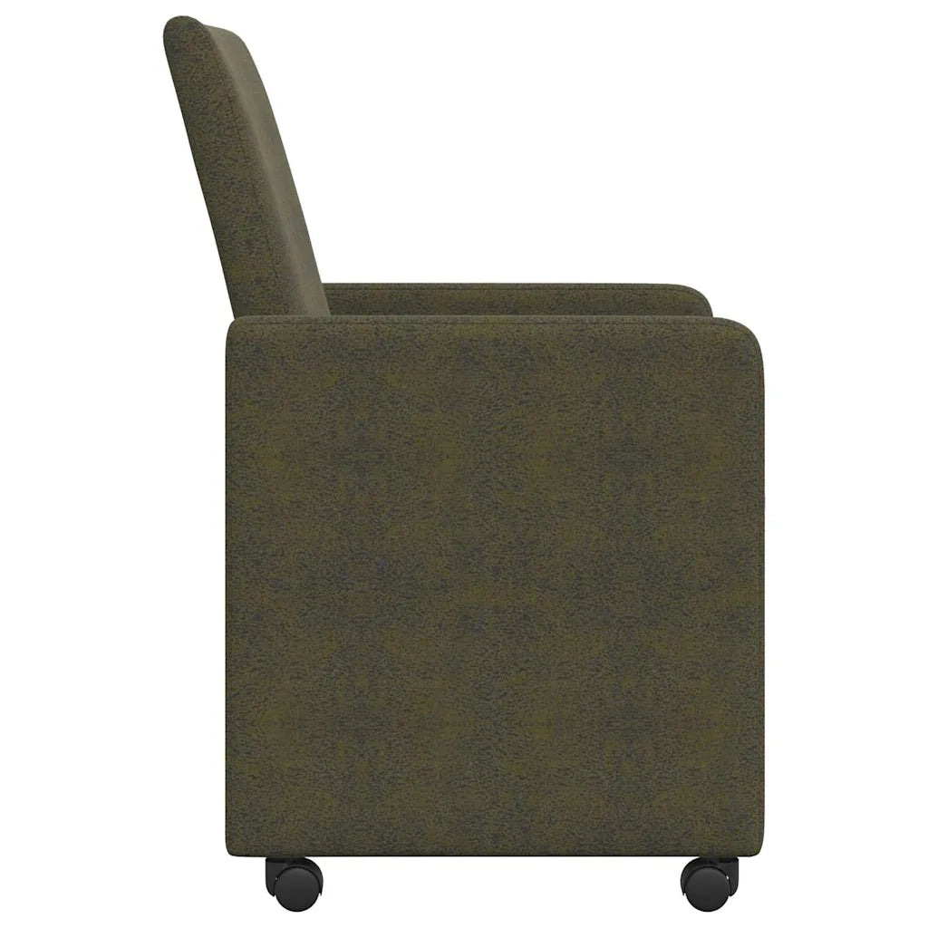 Sedie da Pranzo con Ruote 2 pcs Verde militare 57 x 66 x 94 cm 42017828
