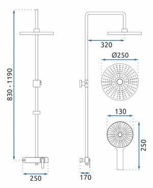 Set Doccia Rea Rebel Black Matt