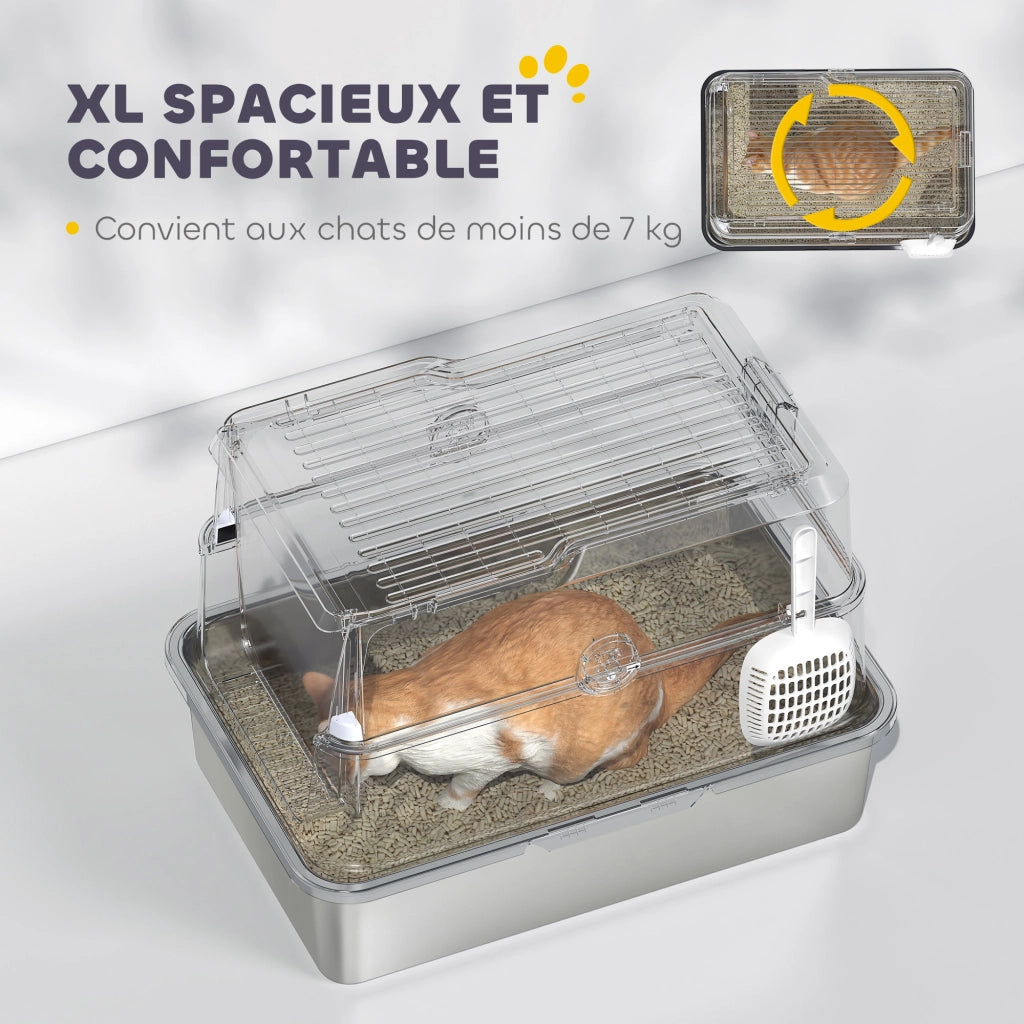 Casetta igienica per gatti XL in acciaio inossidabile ¨C Minimal ¨C 60.2x40.2x43.3 cm, grigio chiaro