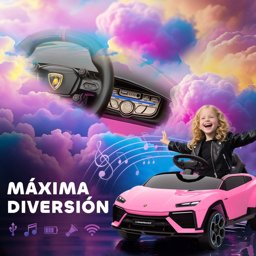 Auto Bambini Lamborghini Elettrica 12V ¨C zephmum ¨C Rosa con Telecomando