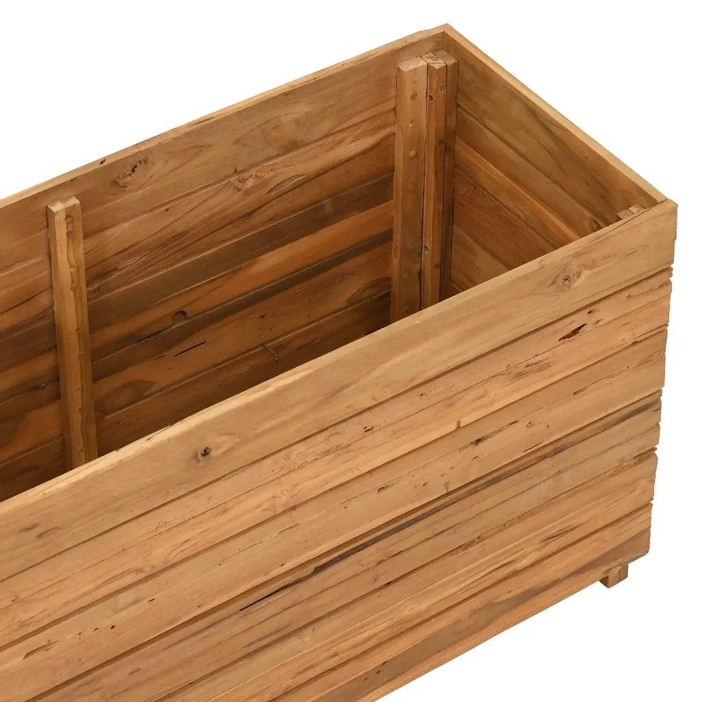 Fioriere | Cassetta per fiori | Letto Rialzato 100x40x55 cm Legno di Teak di Recupero e Acciaio