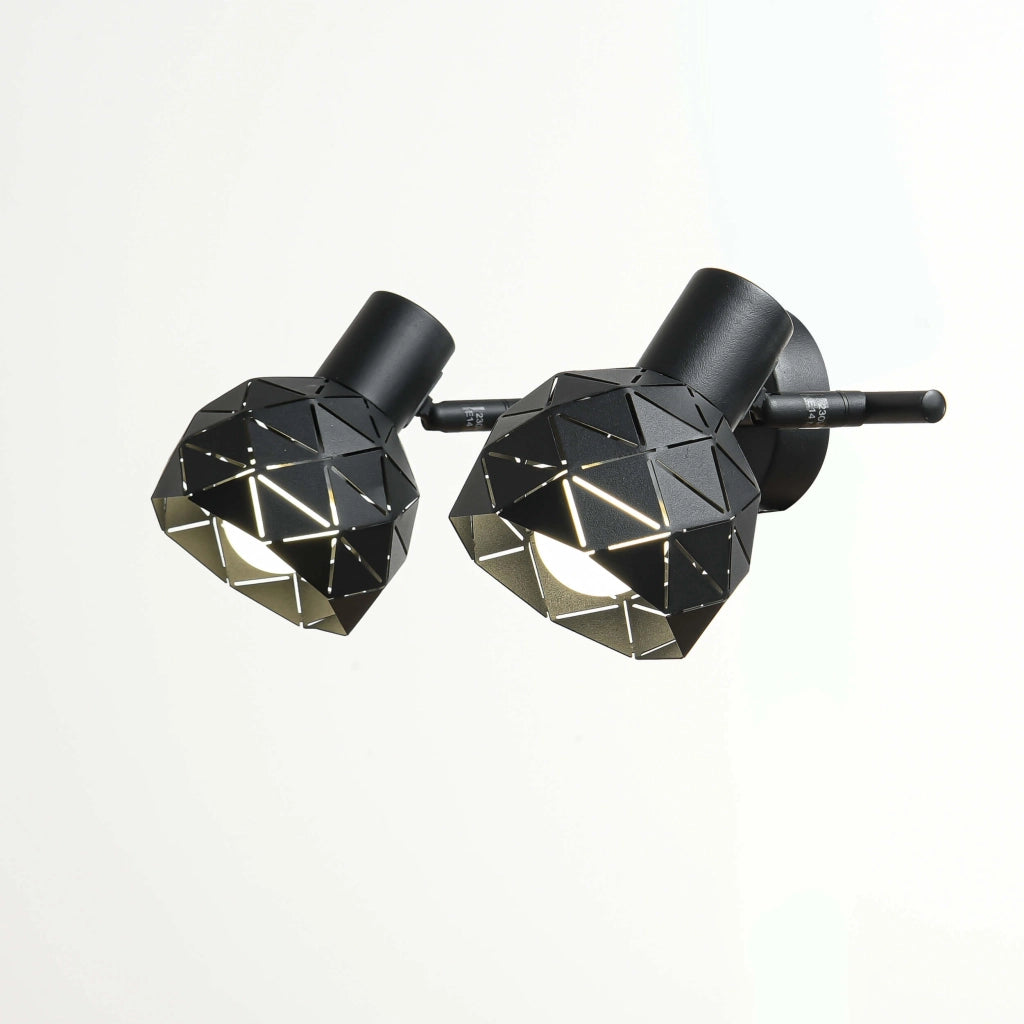 Applique Reus 2xE14 nera metallo orientabile Light Prestige