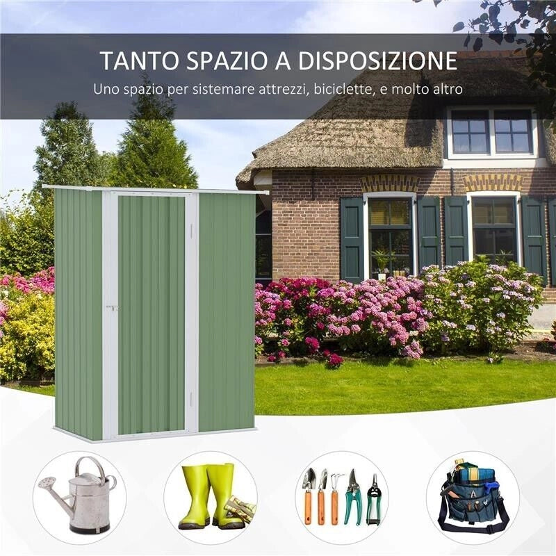 CASETTA PORTA ATTREZZI CAPANNO IN ACCIAIO IMPERMEABILE 142X84X189CM