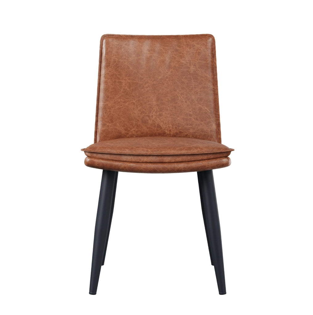 Set di 4 sedie da pranzo in PU marrone con cuscino imbottito