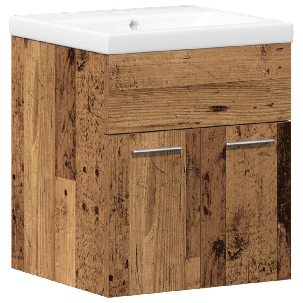 Set di Mobili per Bagno in 3 Pezzi in Legno Invecchiato