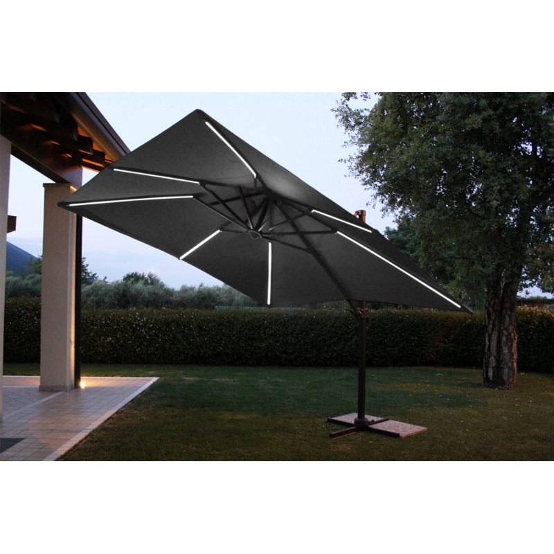 OMBRELLONE CON LED 3 X 4 PITAGORA ANTRACITE TELO GRIGIO