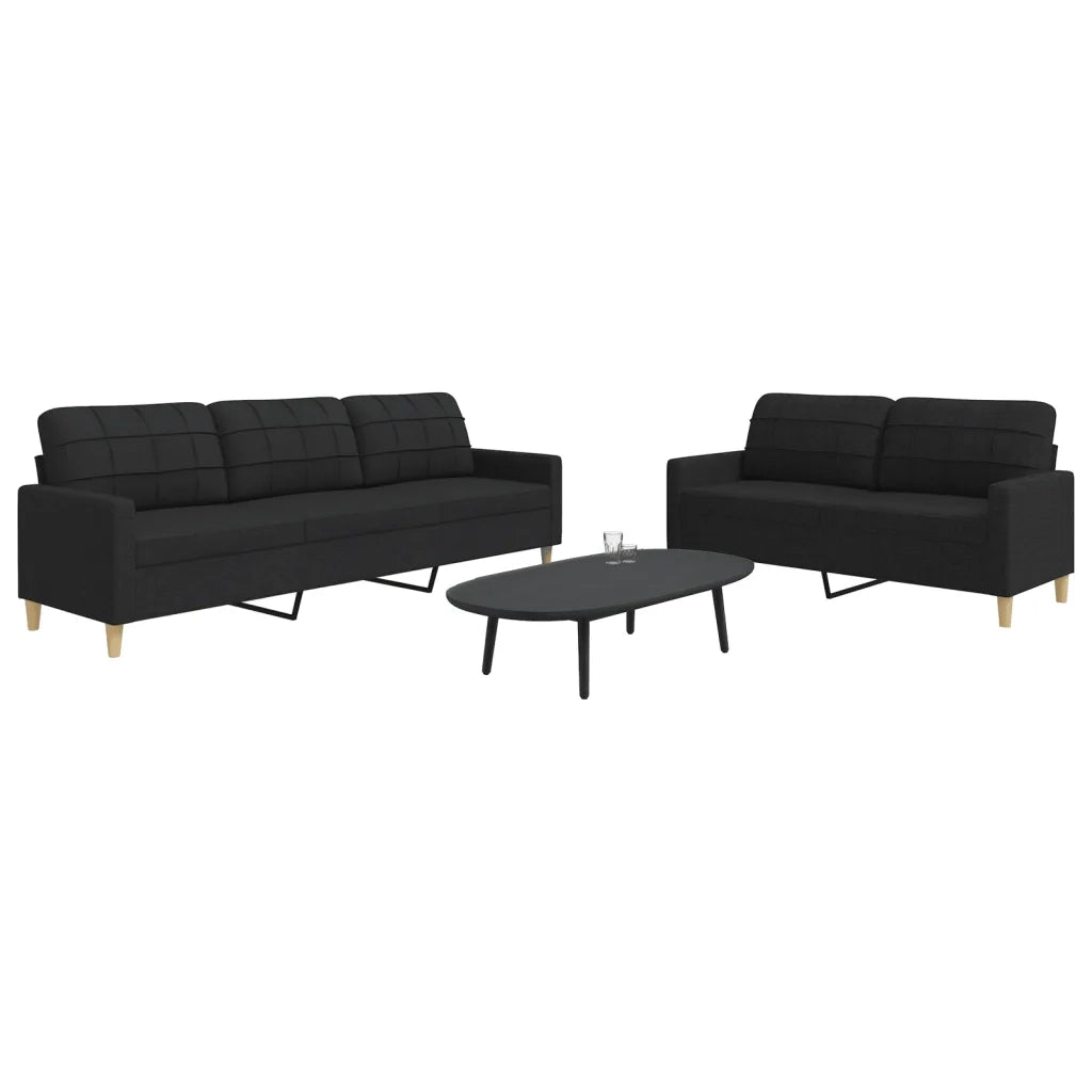 vidaXL Set di Divani 2 pz Nero in Tessuto