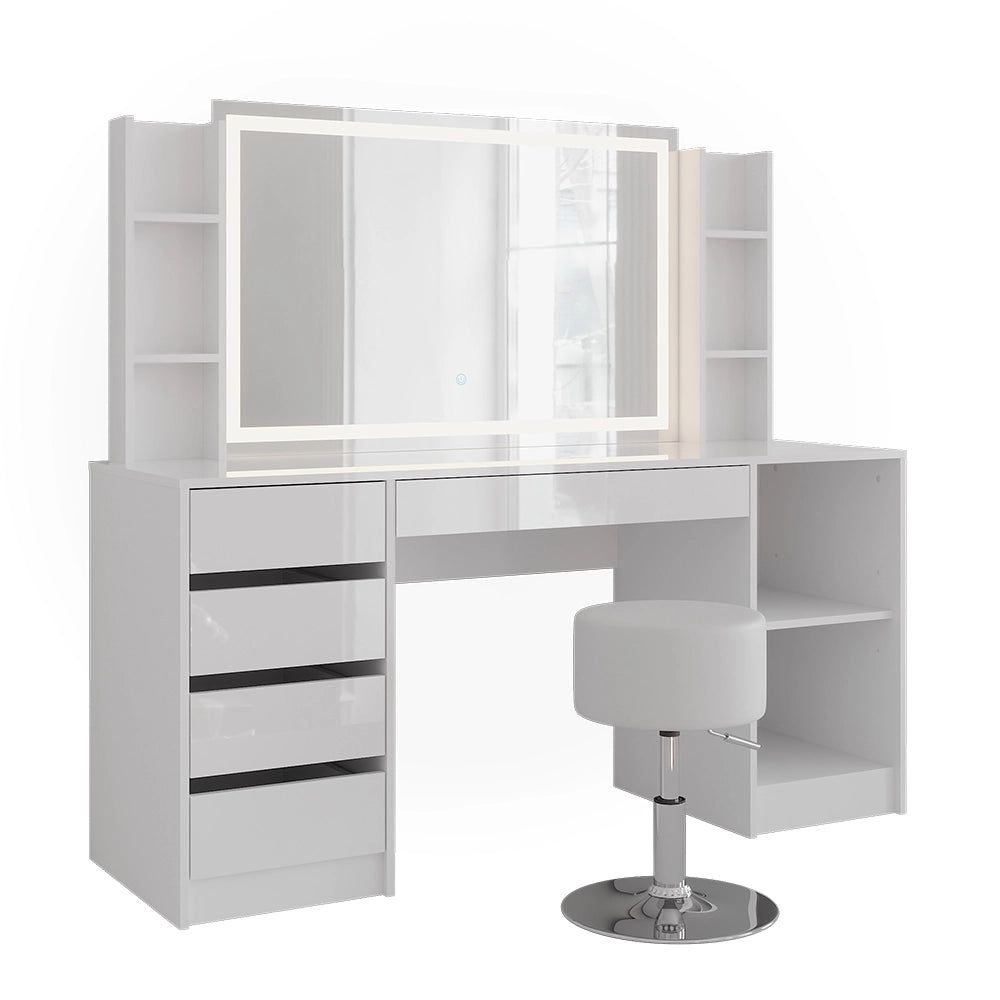 Vicco Tavolo da toeletta Bianco/bianco lucido 158.2 cm 5 parti