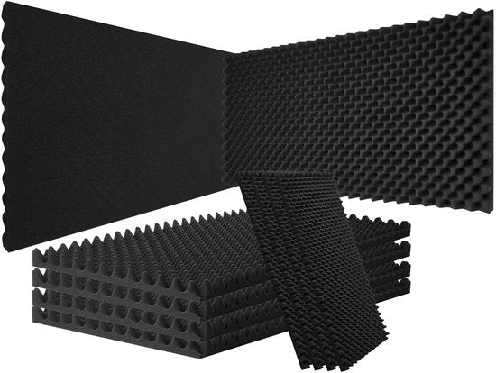 Pannelli di assorbimento acustico, 2-Pack 48 x 24 x 2 pollici, forma a U, resistente ai brand, per pareti e soffitti di studio, nero