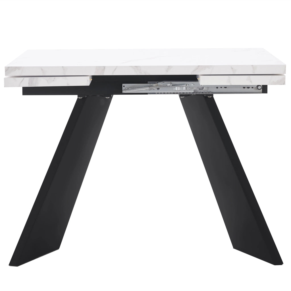 Set Tavolo da Pranzo Allungabile con 4 Sedie ¨C Xylo ¨C Bianco/Grigio Velluto, 160x80x75