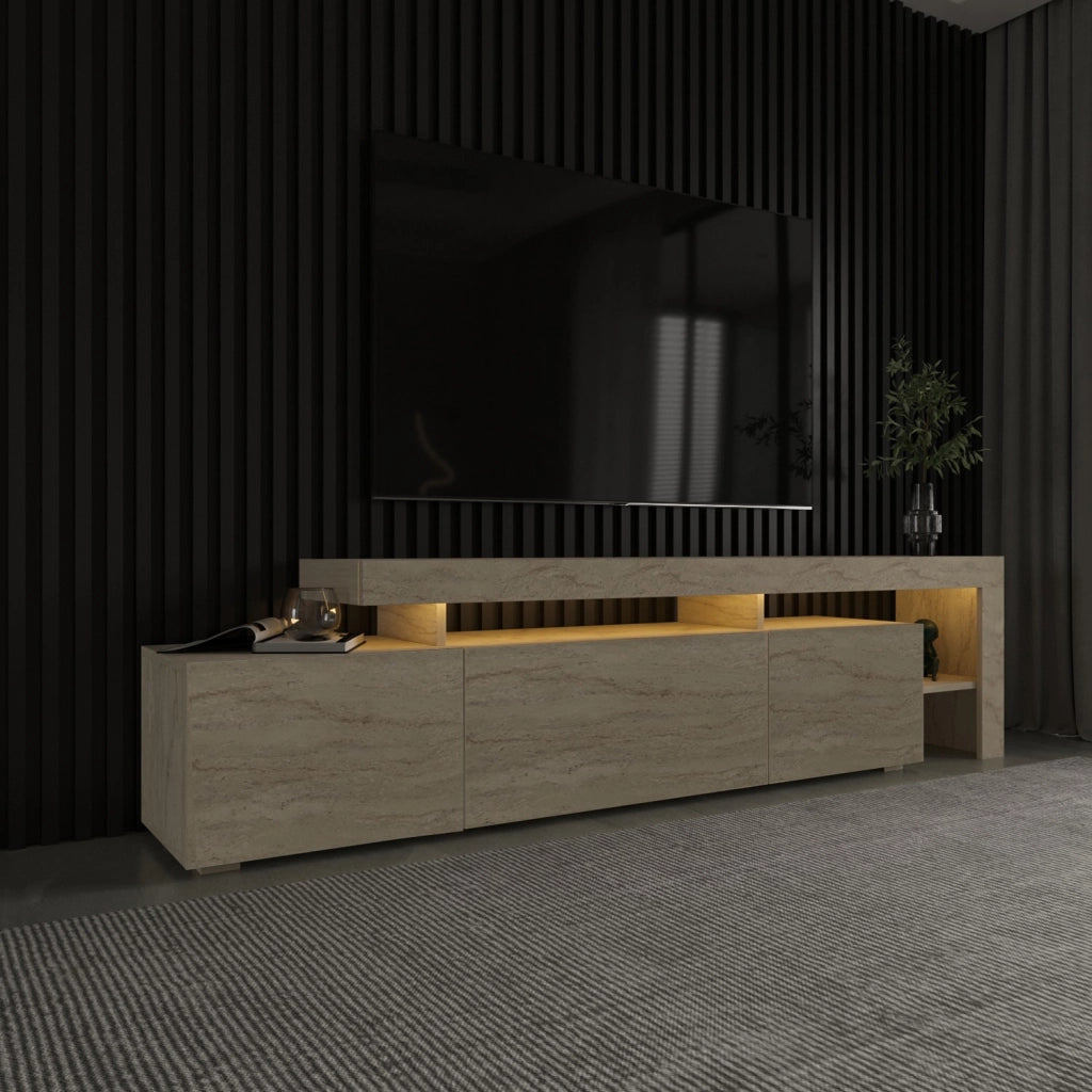 Porta TV in legno "Beliz" - 192 x 37 x 53 cm - Travertino