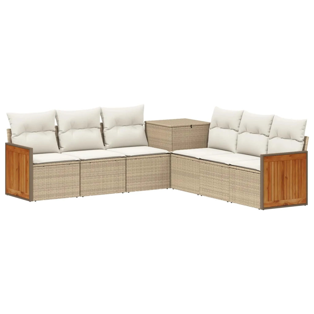 Set di divani 7 pz Beige e Bianco Crema 3448892