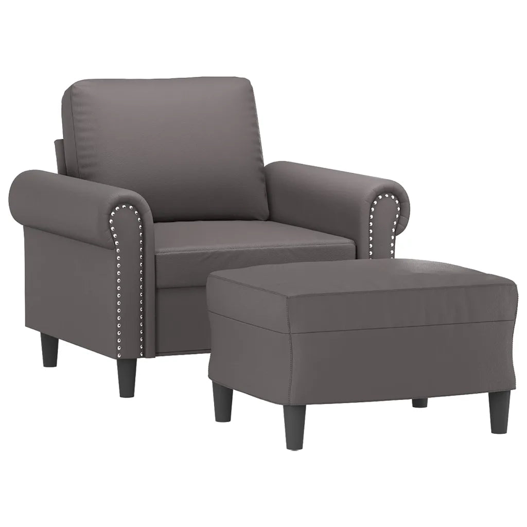 Poltrona | Sedia Relax con Poggiapiedi Grigio 60 cm in Similpelle