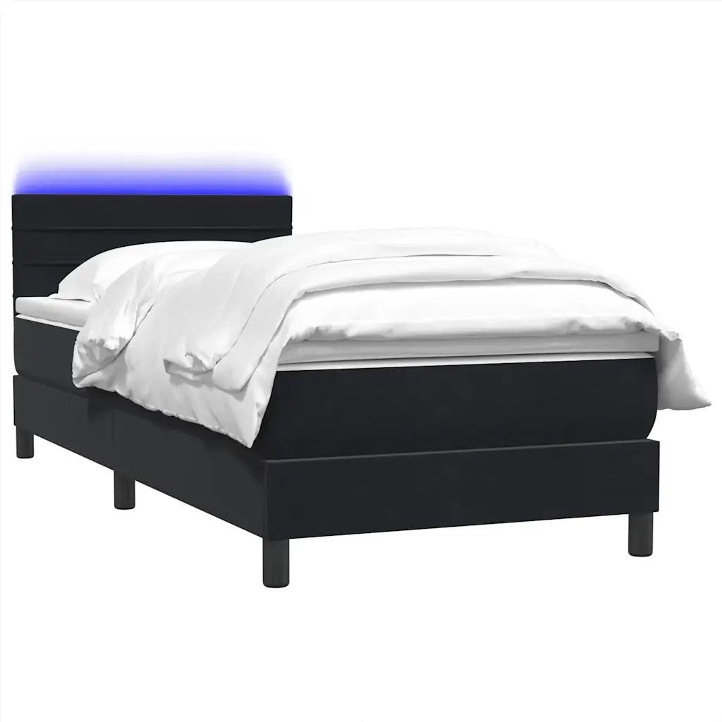 vidaXL Giroletto a Molle con Materasso Nero 90x210 cm in Velluto