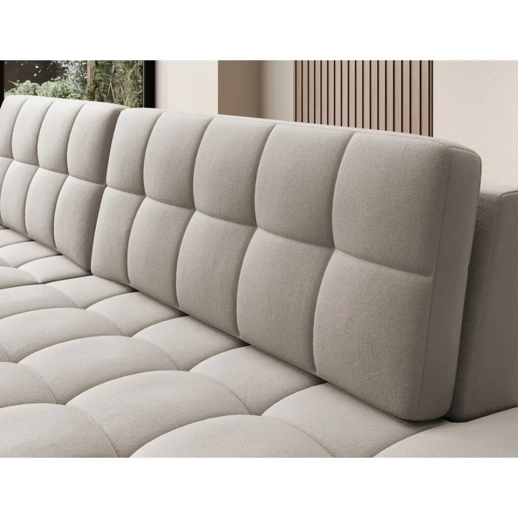 Divano angolare trasformabile CUBITO beige 240 cm con vano contenitore e letto