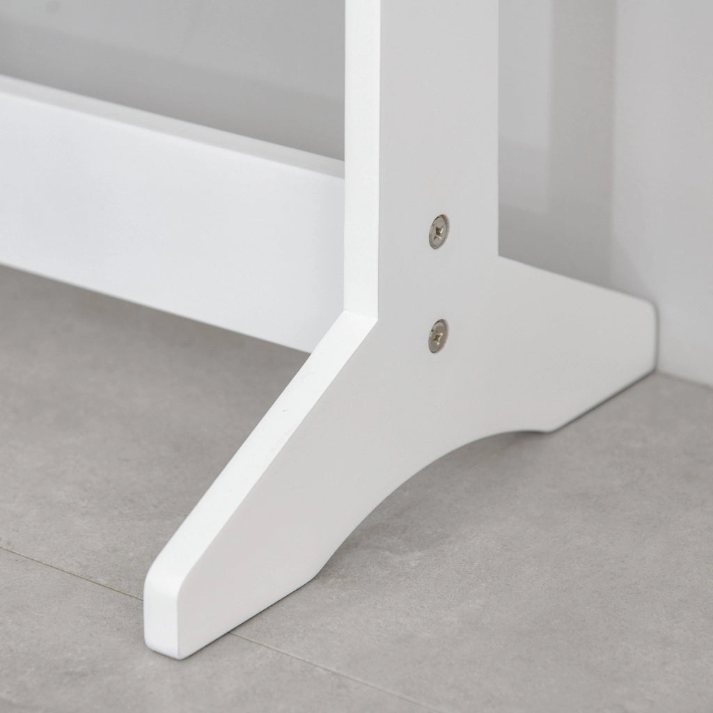 Specchio da Terra Armadio Portagioie Regolabile e Luci LED Bianco 36x30x136 cm