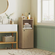Mobile bagno stretto con anta, ripiano aperto e mensola regolabile, 40x31x104 cm, rovere