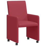 Sedie da Pranzo con Ruote 2 pz | Sedie da cucina Rosso vino 57 x 66 x 94 cm
