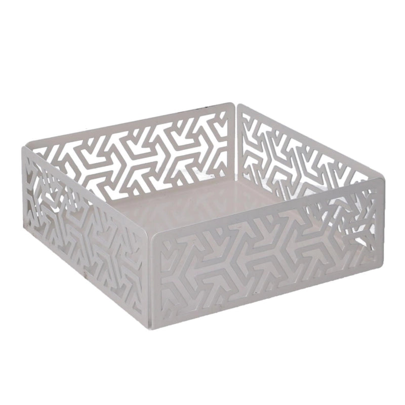 Portatovaglioli metallo frecce bianco quadrato cm 16,5x16,5x5,5