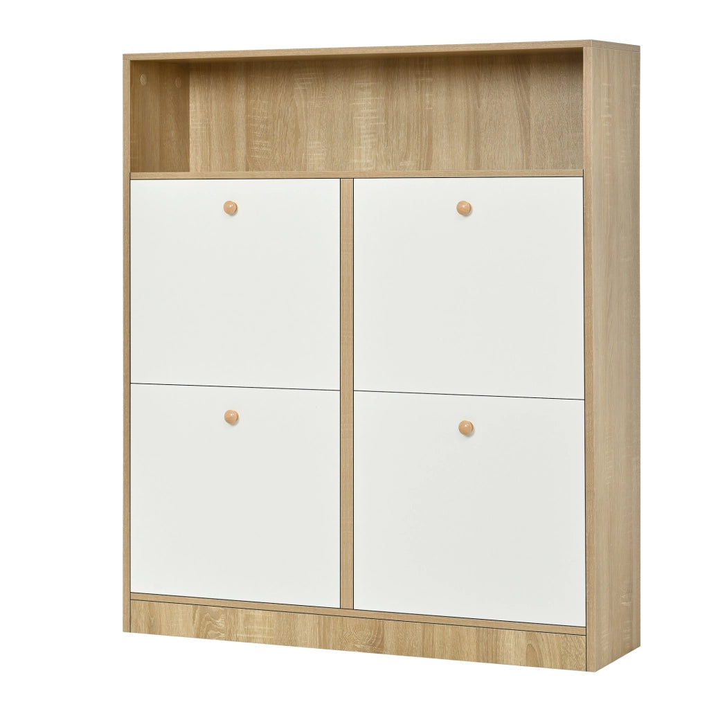Scarpiera con 4 Ante a Ribalta e Ripiani ¨C Xylo ¨C Legno Bianco, 90x24x104.5 cm