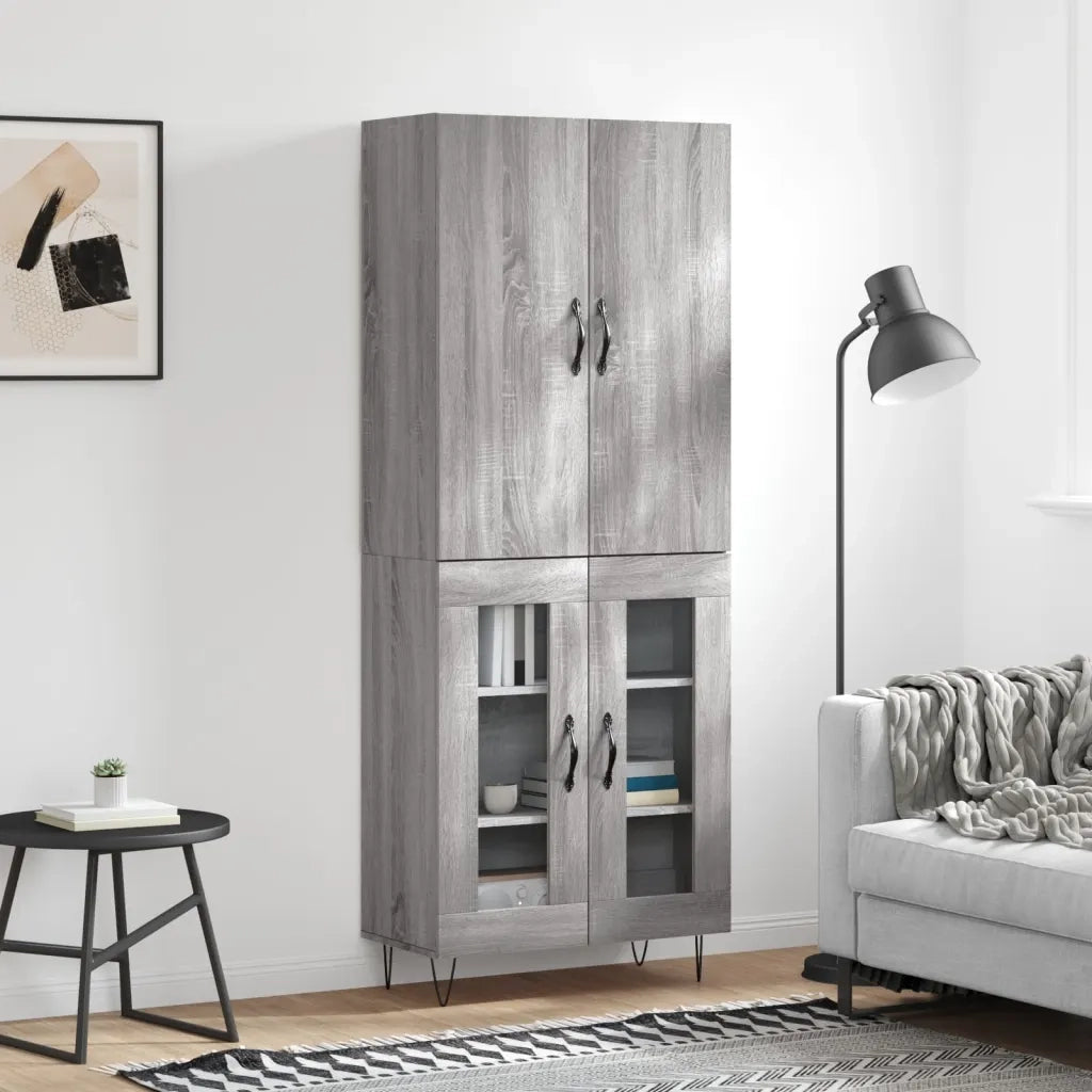 Credenza-Buffet-Armadio da cucina Grigio Sonoma 69,5x34x180 cm in Legno Multistrato 208500