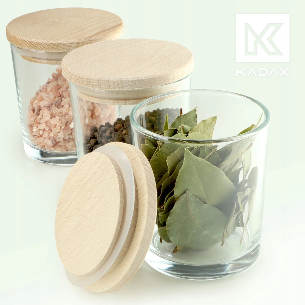 KADAX Contenitori per alimenti in vetro da 245 ml, organizer per spezie, confezione da 3 pezzi
